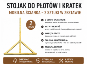 STOJAK DO PŁOTÓW I KRATEK – ZESTAW 2 SZT. | Mobilna ścianka | Wkręty GRATIS